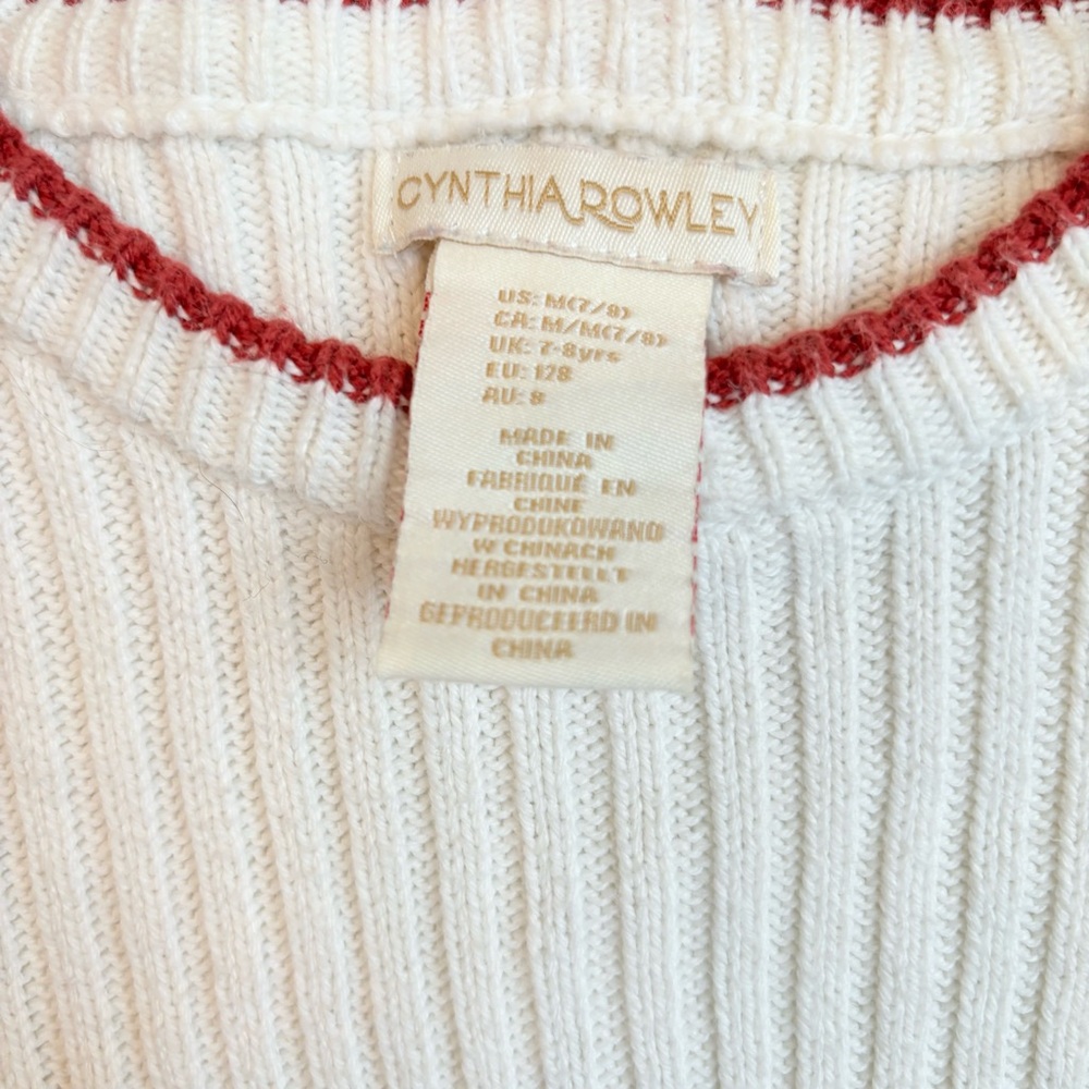Cynthia Rowley Girl’s Off White Knit Dress w/ Embroidered Owl Design (Sz. 7/8). - Picture 5 of 8